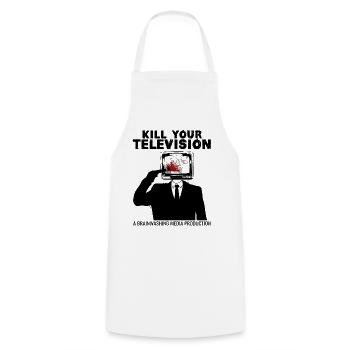 Lavage de cerveau Tuez votre télé Fake News Portest - Tablier de cuisine - blanc - Devant - AI Model Male 185 dark (185cm)