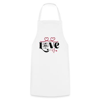 Hardcore Rave Raver DJ House-EDM Music-LOVE - Cooking Apron - white - Front - AI Model Male 185 dark (185cm)