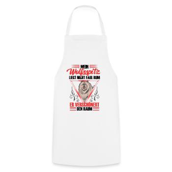 Wolfspitz is not lazy Keeshond - Cooking Apron - white - Front - AI Model Male 185 dark (185cm)