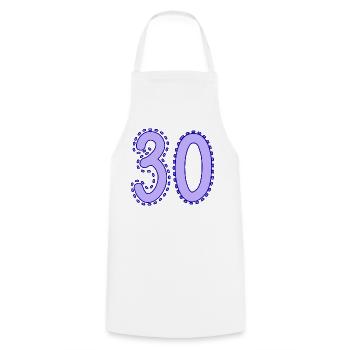 30. 30 YEARS. 30th ANNIVERSARY. 30 YEARS ANNIVERSARY. - Cooking Apron - white - Front - AI Model Male 185 dark (185cm)