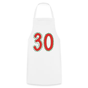 30. 30 YEARS. 30th ANNIVERSARY. 30 YEARS ANNIVERSARY. - Cooking Apron - white - Front - AI Model Male 185 dark (185cm)