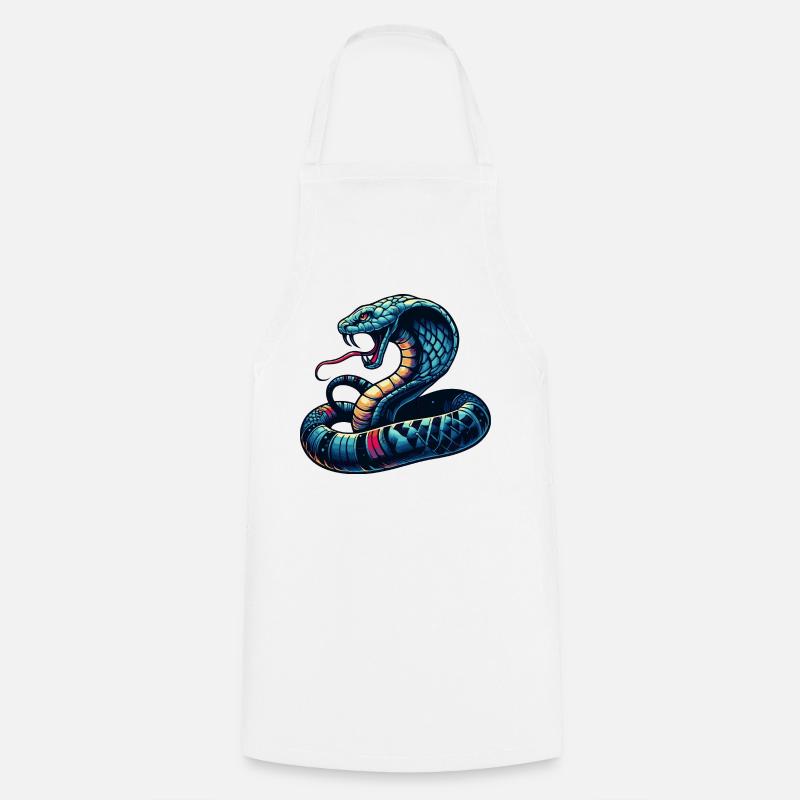 motif serpent Cobra dynamique et coloré - Tablier de cuisine - blanc