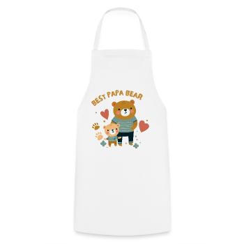 Fête des pères. Meilleur Papa Bear - Tablier de cuisine - blanc - Devant - AI Model Male 185 dark (185cm)