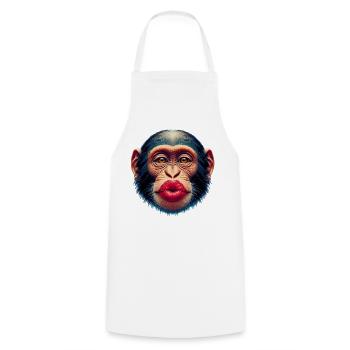 Baiser de singe - Tablier de cuisine - blanc - Devant - AI Model Male 185 dark (185cm)