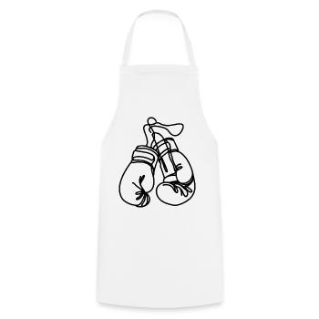 Boxing Gloves Sketch - Cooking Apron - white - Front - AI Model Male 185 dark (185cm)