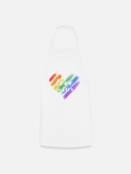 Liebe gewinnt – Regenbogenfarben - Kochschürze - Weiß