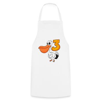 3ème anniversaire motif pélican - trois ans - Tablier de cuisine - blanc - Devant - AI Model Male 185 dark (185cm)