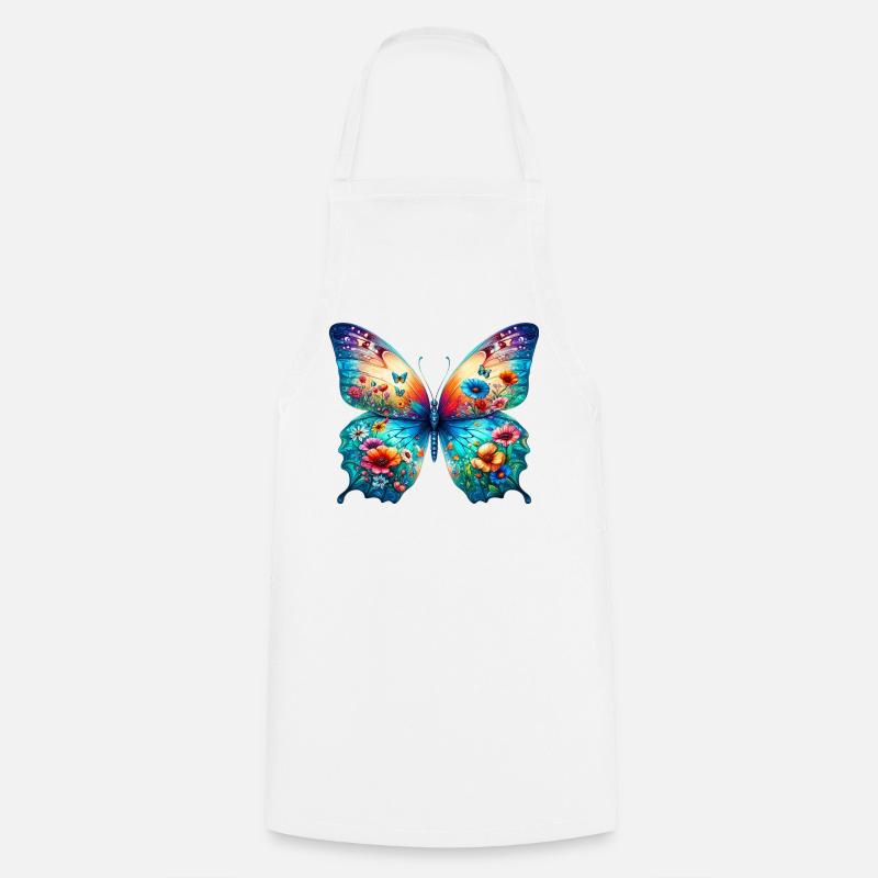 Schmetterling - Kochschürze - Weiß
