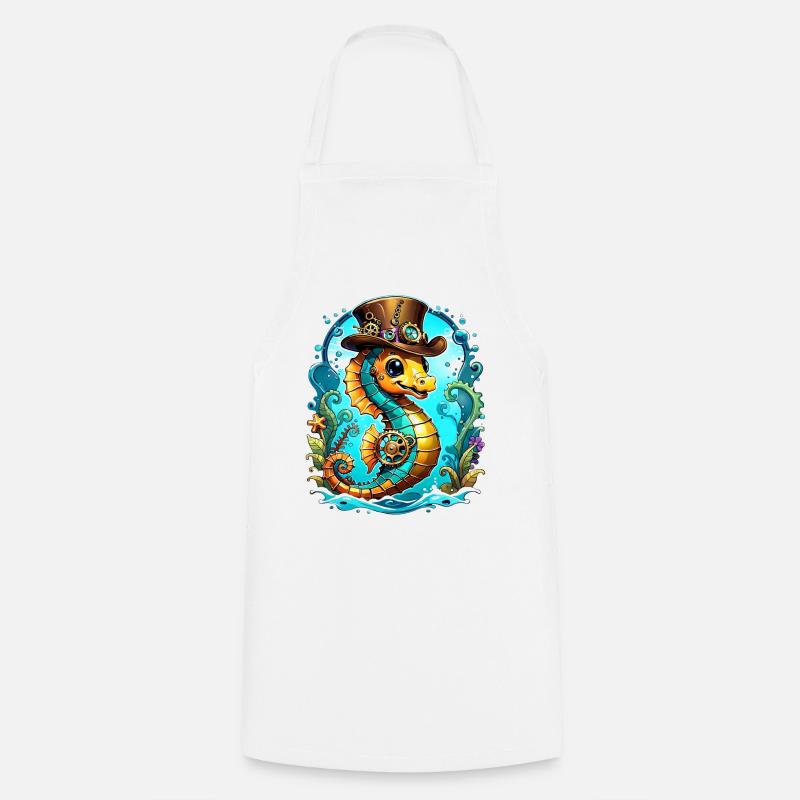Simpatico cavalluccio marino steampunk - Grembiule da cucina - bianco