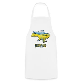 Watercolor Map Ukraine - Cooking Apron - white - Front - AI Model Male 185 dark (185cm)