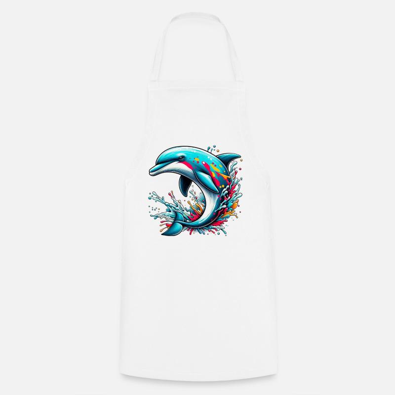 Delfin - Kochschürze - Weiß