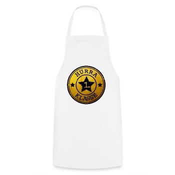 Hurrah 1st Class - Star Emblem gold black - Cooking Apron - white - Front - AI Model Male 185 dark (185cm)
