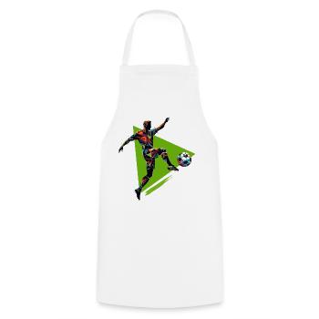 joueur de football dynamique jouant au football - Tablier de cuisine - blanc - Devant - AI Model Male 185 dark (185cm)