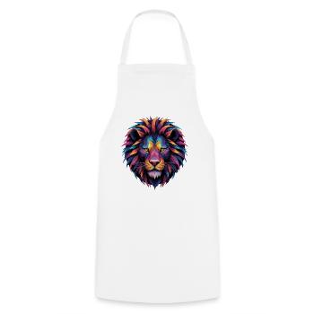 Löwe Löwenkopf geometrisch Geometrie bunt Geschenk - Kochschürze - Weiß - Vorne - AI Model Male 185 dark (185cm)