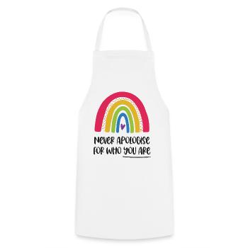 LGBT Pride Month - Never apologise for who you are - Cooking Apron - white - Front - AI Model Male 185 dark (185cm)