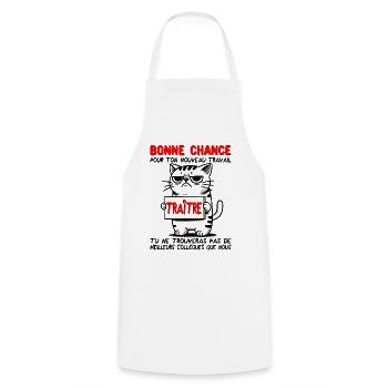 Départ collègue travail nouvel emploi bonne chance - Tablier de cuisine - blanc - Devant - AI Model Male 185 dark (185cm)