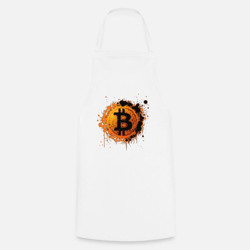 Bitcoin Splatter Graffiti Orange - Cooking Apron - white