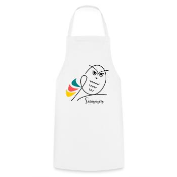 VACANCES. BONNES VACANCES. MAÎTRESSE. MAÎTRE. PROF - Tablier de cuisine - blanc - Devant - AI Model Male 185 dark (185cm)