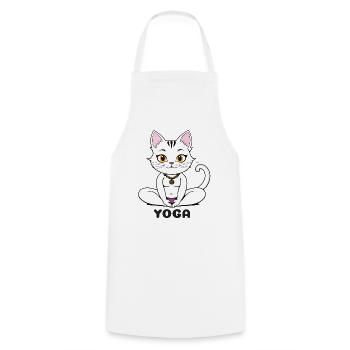 Yoga Katze im Meditativen Stil - Kochschürze - Weiß - Vorne - AI Model Male 185 dark (185cm)