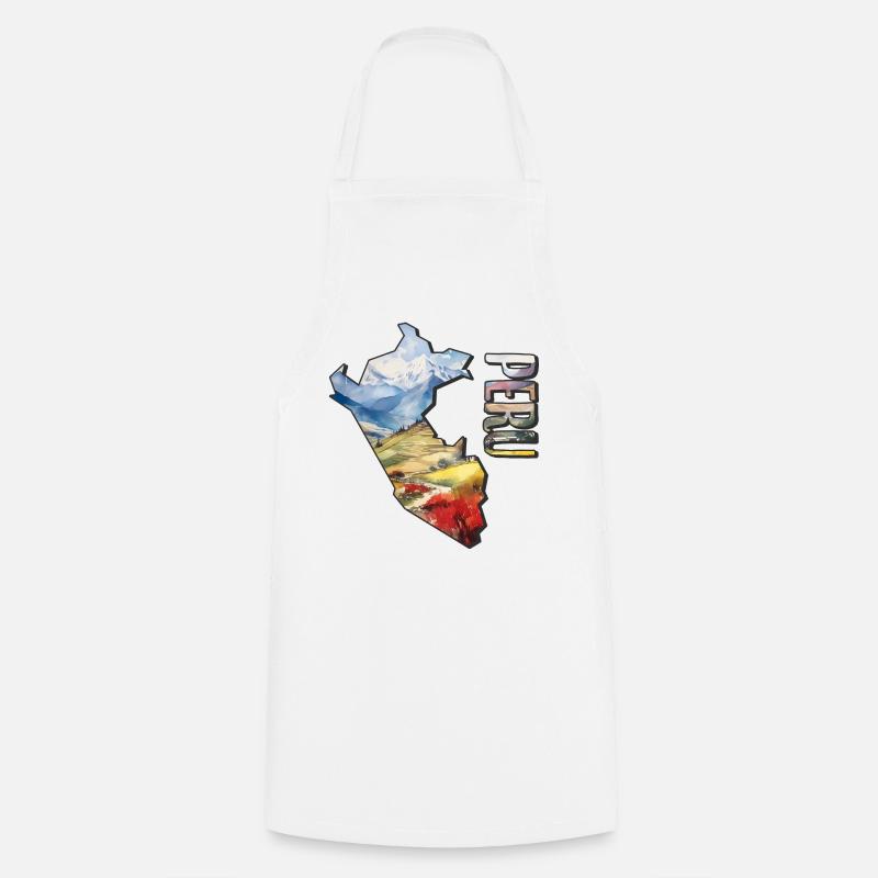 Carte à l’aquarelle du Pérou - Tablier de cuisine - blanc