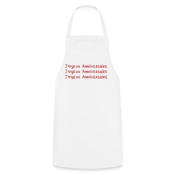 HAPPY BIRTHDAY. HAPPY BIRTHDAY. ANNIVERSARY. - Cooking Apron - white - Front - AI Model Male 185 dark (185cm)