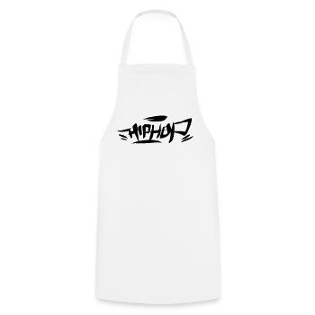 Graffiti Tag HipHop Simple 01 1C - Kochschürze - Weiß - Vorne - AI Model Male 185 dark (185cm)