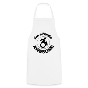 Je suis super dans mon fauteuil roulant # - Tablier de cuisine - blanc - Devant - AI Model Male 185 dark (185cm)