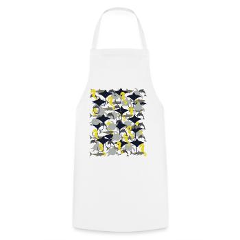 Ray, shark, dolphin, sea turtle, seahorse - Cooking Apron - white - Front - AI Model Male 185 dark (185cm)