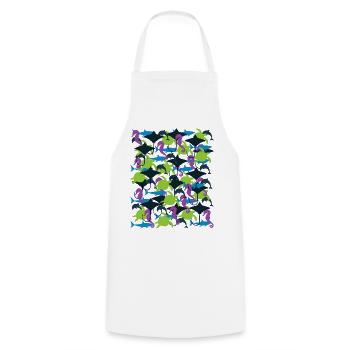 Ocean Camouflage – marine life in camouflage style - Cooking Apron - white - Front - AI Model Male 185 dark (185cm)