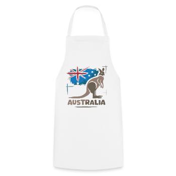Australie Kangourou bande dessinée drapeau nature animaux symbole - Tablier de cuisine - blanc - Devant - AI Model Male 185 dark (185cm)