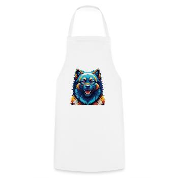 Keeshond Dog Breed Colorful Cartoon Kawaii - Cooking Apron - white - Front - AI Model Male 185 dark (185cm)