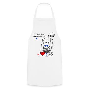 Worry Eater Cat - Cooking Apron - white - Front - AI Model Male 185 dark (185cm)