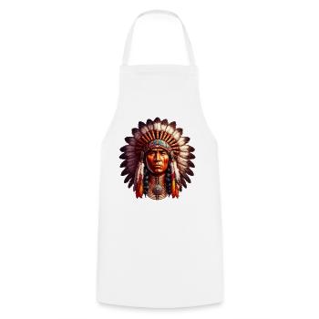 Amerikanischer Indianer Amerikaner - Kochschürze - Weiß - Vorne - AI Model Male 185 dark (185cm)