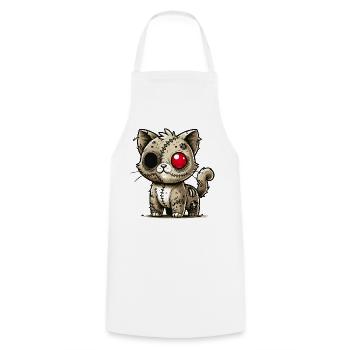 gruselige Zombie-Kawaii-Katze für Halloween Spaß - Kochschürze - Weiß - Vorne - AI Model Male 185 dark (185cm)