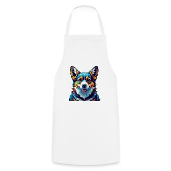 Corgi Chien Race Coloré Aquarelle Dessin Animé Kawaii - Tablier de cuisine - blanc - Devant - AI Model Male 185 dark (185cm)