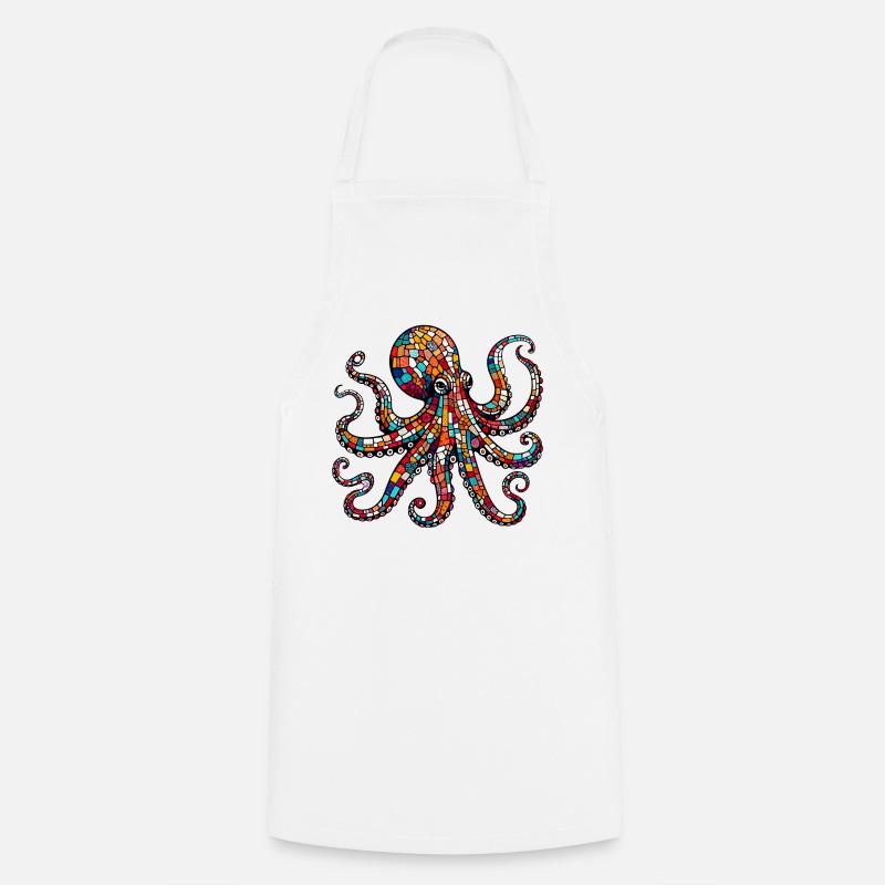 Pieuvre - Tablier de cuisine - blanc