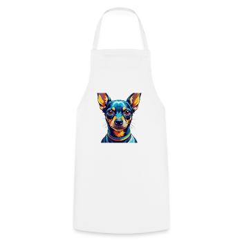 Miniatur Pinscher Hunderasse Cartoon Kawaii - Kochschürze - Weiß - Vorne - AI Model Male 185 dark (185cm)