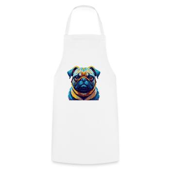 Mops Hund Rasse Buntes Aquarell Karikatur Kawaii - Kochschürze - Weiß - Vorne - AI Model Male 185 dark (185cm)