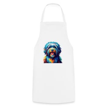 Puli Dog Breed Colorful Watercolor Cartoon Kawaii - Cooking Apron - white - Front - AI Model Male 185 dark (185cm)
