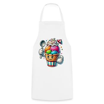 cheerful cartoon ice cream motif for summer fun - Cooking Apron - white - Front - AI Model Male 185 dark (185cm)