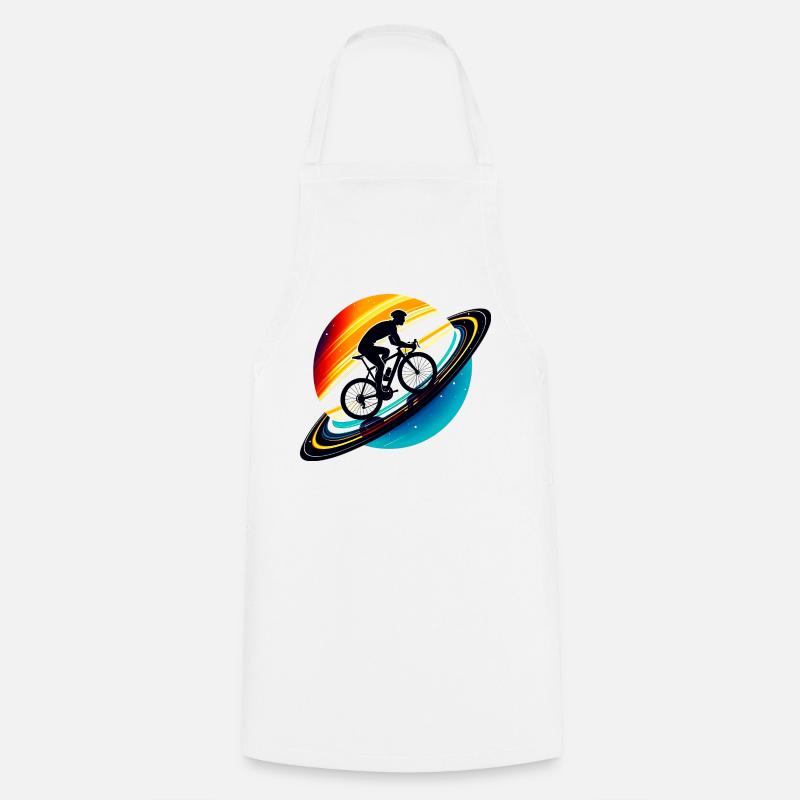 Cycliste sur Saturne - Tablier de cuisine - blanc