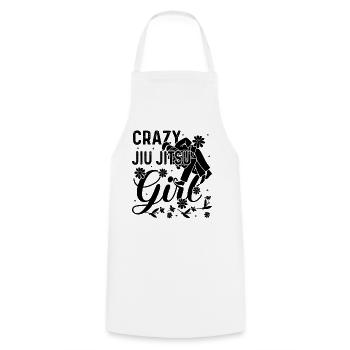 Crazy Jiu Jitsu Girl - Brazilian Jiu Jitsu Girl - Kochschürze - Weiß - Vorne - AI Model Male 185 dark (185cm)