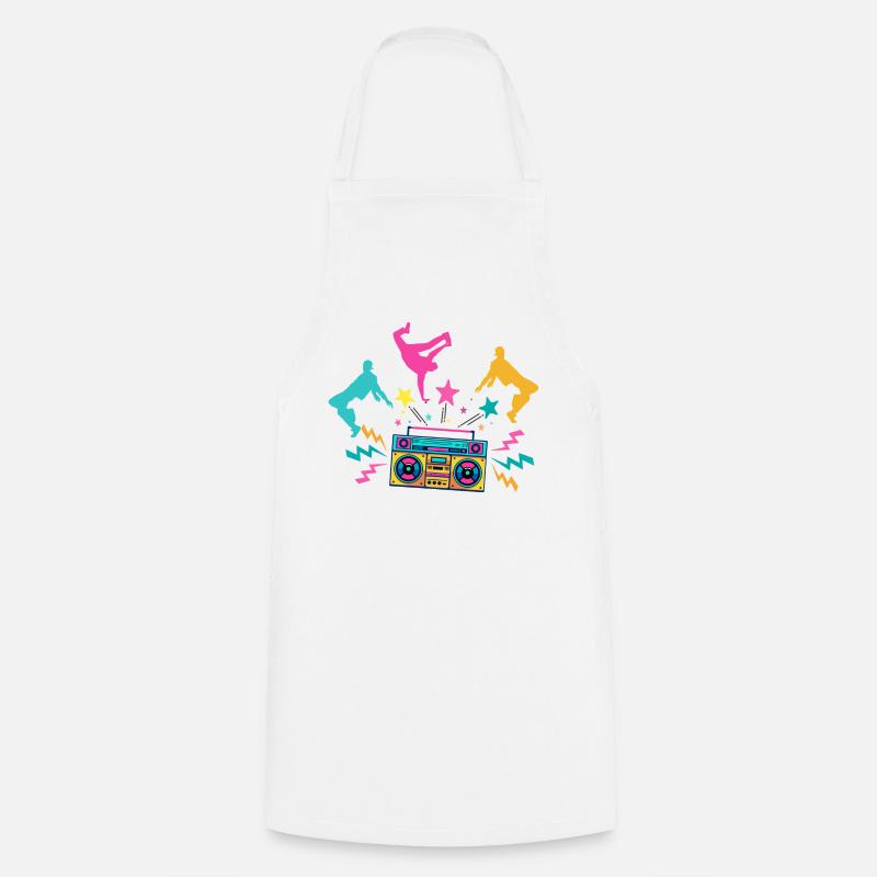 Boombox Neon Dancing Silhouettes - Tablier de cuisine - blanc
