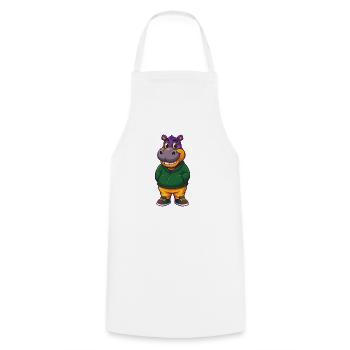 Hippo Funny Kawaii Cartoon Character Clipart - Cooking Apron - white - Front - AI Model Male 185 dark (185cm)