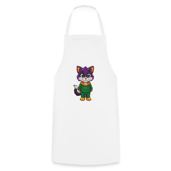 Kitten Funny Kawaii Cartoon Character Clipart - Cooking Apron - white - Front - AI Model Male 185 dark (185cm)
