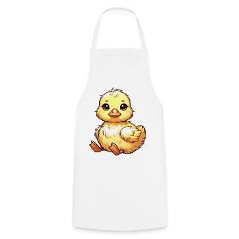 Envoûtant motif poussin jaune - Tablier de cuisine - blanc - Devant - AI Model Male 185 dark (185cm)
