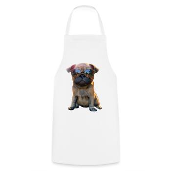 Pug Beige Dogs Love Carlin Little Cute Pug - Cooking Apron - white - Front - AI Model Male 185 dark (185cm)