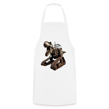 Dino Tractor Hybrid T- Rex - Cooking Apron - white - Front - AI Model Male 185 dark (185cm)