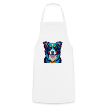 Australian Shepherd Dog Colorful Kawaii Cartoon - Cooking Apron - white - Front - AI Model Male 185 dark (185cm)