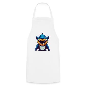 requin coloré kawaii dessin animé personnage clipart - Tablier de cuisine - blanc - Devant - AI Model Male 185 dark (185cm)